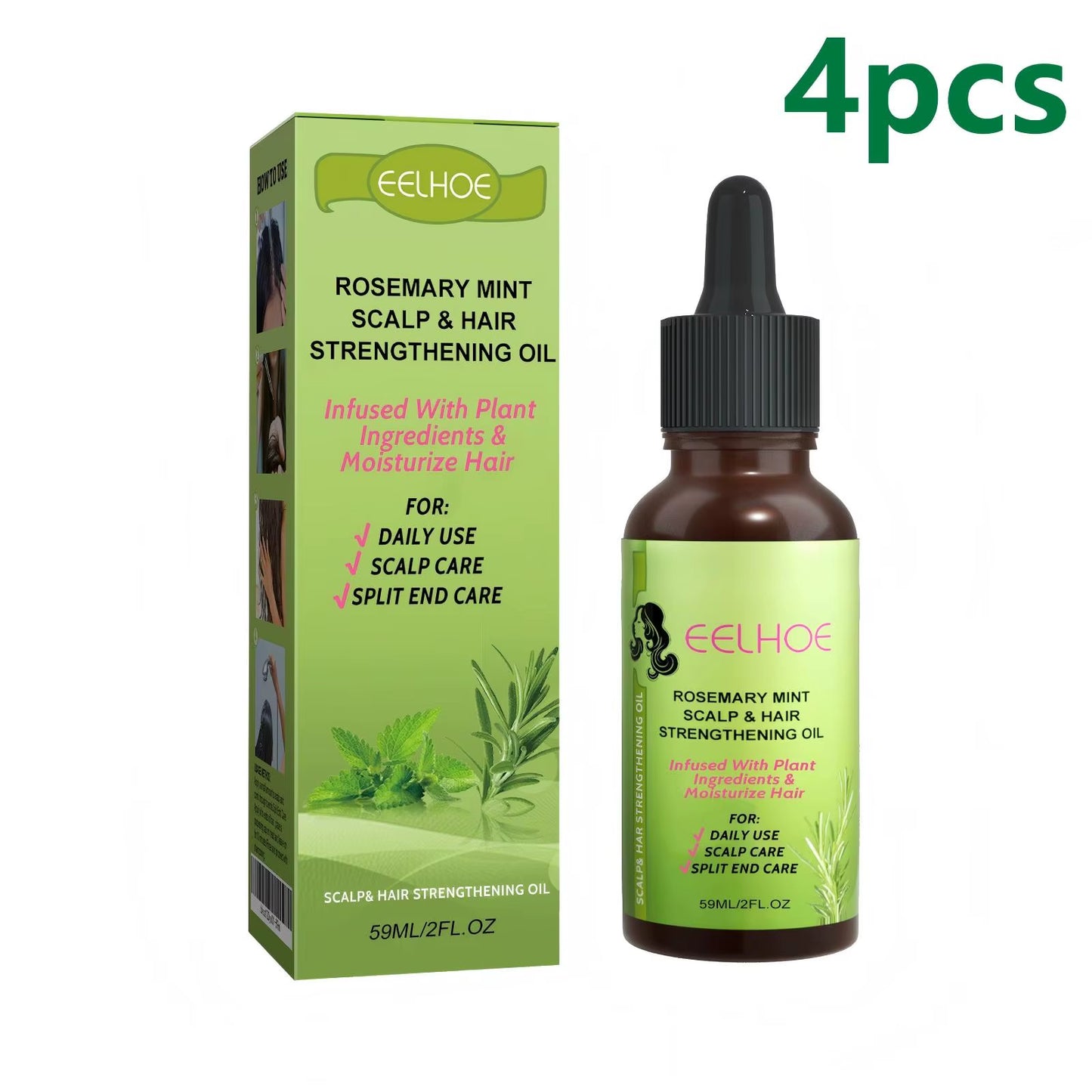 Rosemary Mint Hair Oil for Damaged Hair Moisturizer Smooth Strengthen Hair Care Rosemary Oil Hair Growth Products 59Ml